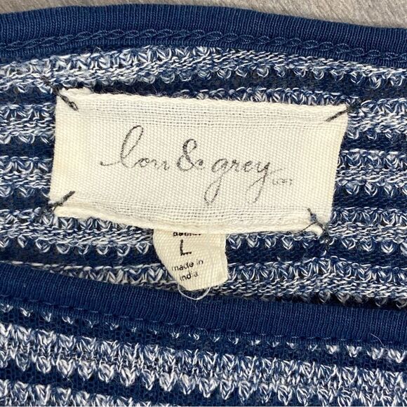 Lou & Grey Striped Knit Tunic Pullover Top Blue Large - Picture 8 of 11
